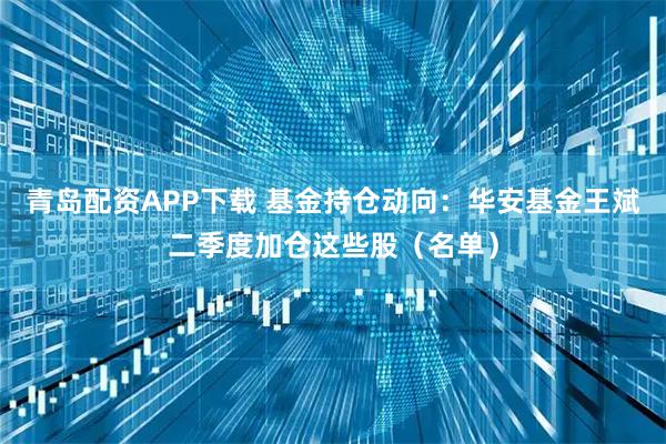 青岛配资APP下载 基金持仓动向：华安基金王斌二季度加仓这些股（名单）