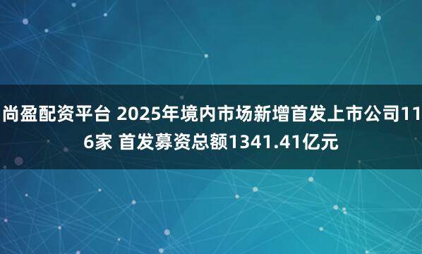 尚盈配资平台 2025年境内市场新增首发上市公司116家 首发募资总额1341.41亿元